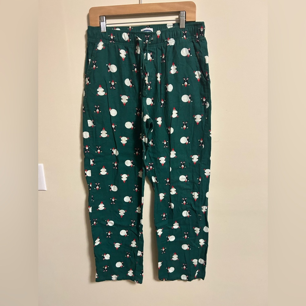 Old Navy Pajama Bottoms - Green Snowman Print
